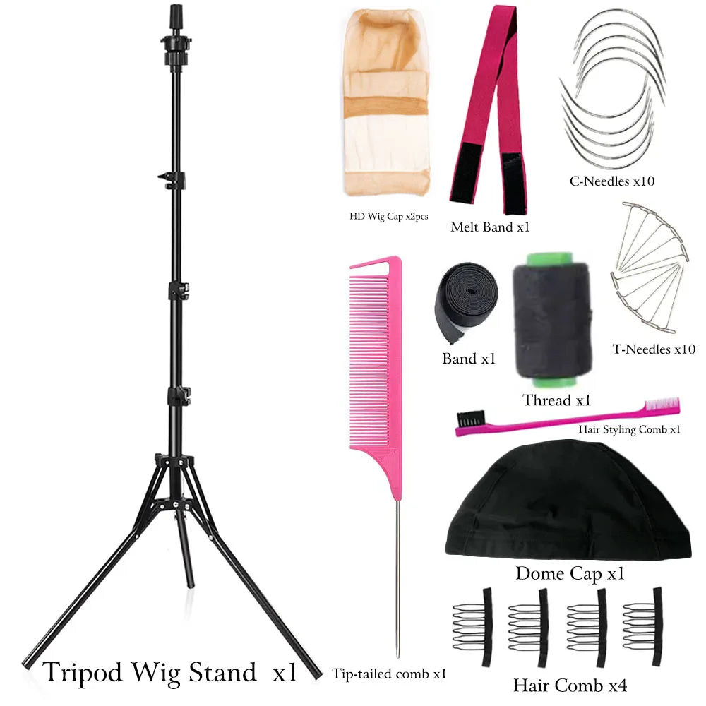 Wig Stand Tripod With Head,Manikin Head Set Wig Head Stand with Mannequin Head,Mannequin Head Stand with Canvas Head for Wigs