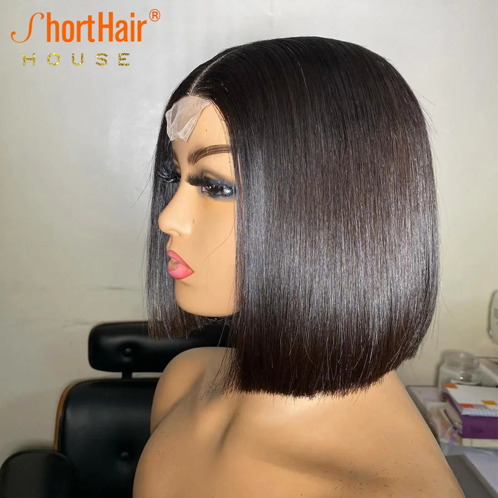 99J Color Short Bob Wigs Lace Closure Human Hair Wigs Brazilian 13x4 Lace Frontal Human Hair Chocolate Brown Straight Bob Wigs