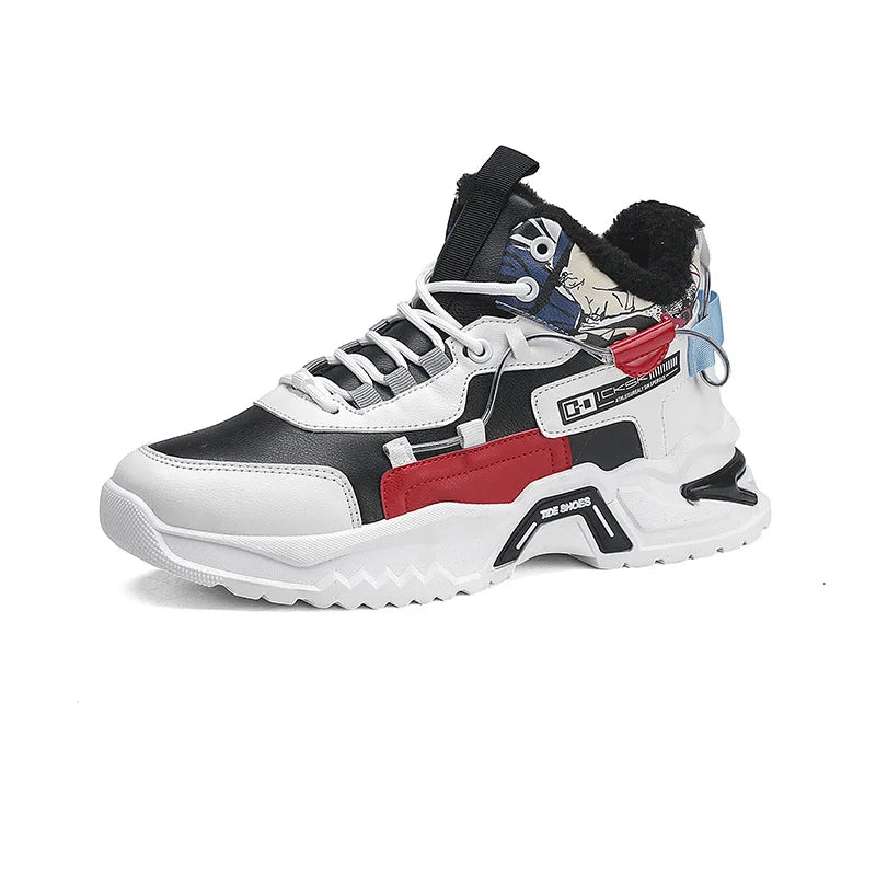 Men's Sports Sneaker Fashion Lace-up Color Matching Platform Shoes High Top Street Walking Shoes for Men Culture Casual Sneakers