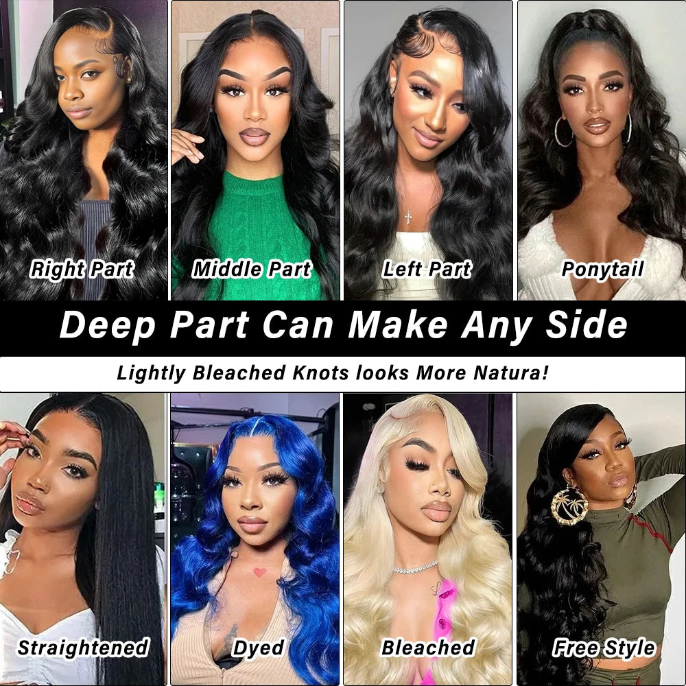 13x6 Body Wave Lace Front Wigs Human Hair Pre Plucked 180 Density HD Transparent Lace Frontal Wigs Human Hair for Black Women