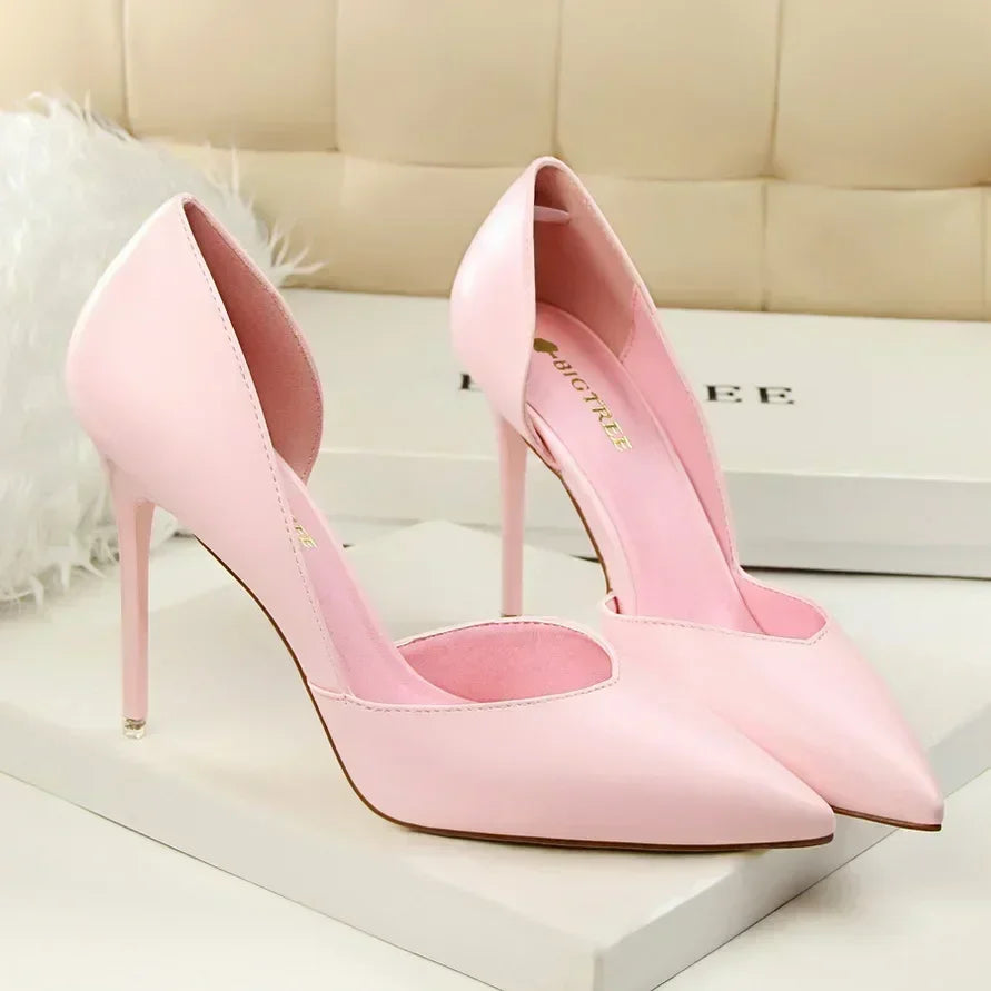 Summer Women Office Work 10.5cm High Heels Nightclub Leather Pumps Lady Fashion Concise Yellow Red Shoes Party Stiletto Heels