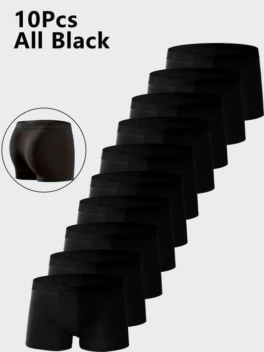 10PCS Men's Underwear Black Color Men Underpant High Stretch Boxer Shorts Sexy Men Panties Plus Size L-4XL Breathable Men Boxer