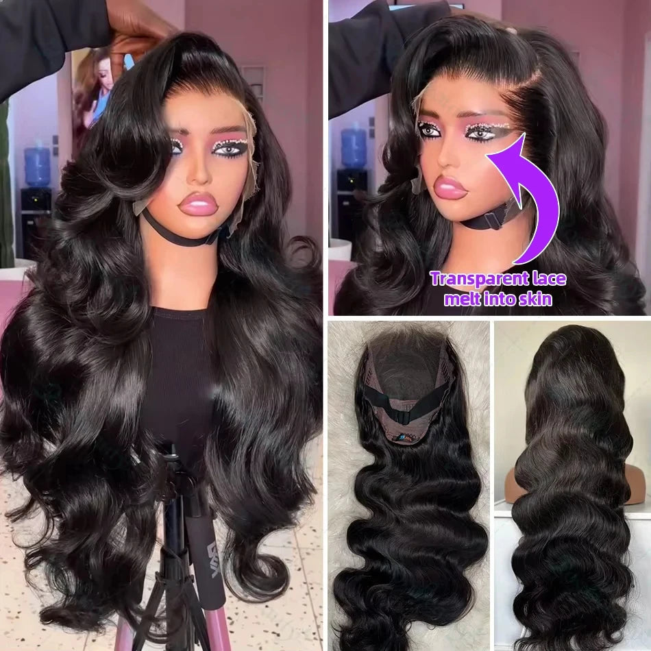Melodie HD 300% 40 Inche 13x6 Body Wave Lace Front Human Hair Wigs 13x4 Lace Frontal Wig Transparent 5x5 Closure Brazilian Remy