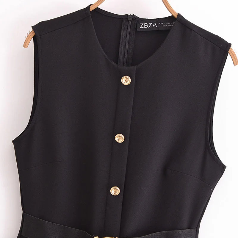 TRAF Black Elegant Party Midi Dresses 2025 Women's Spring Sleeveless Long Dresses Fashion Casual Vintage Evening Dress Vestidos