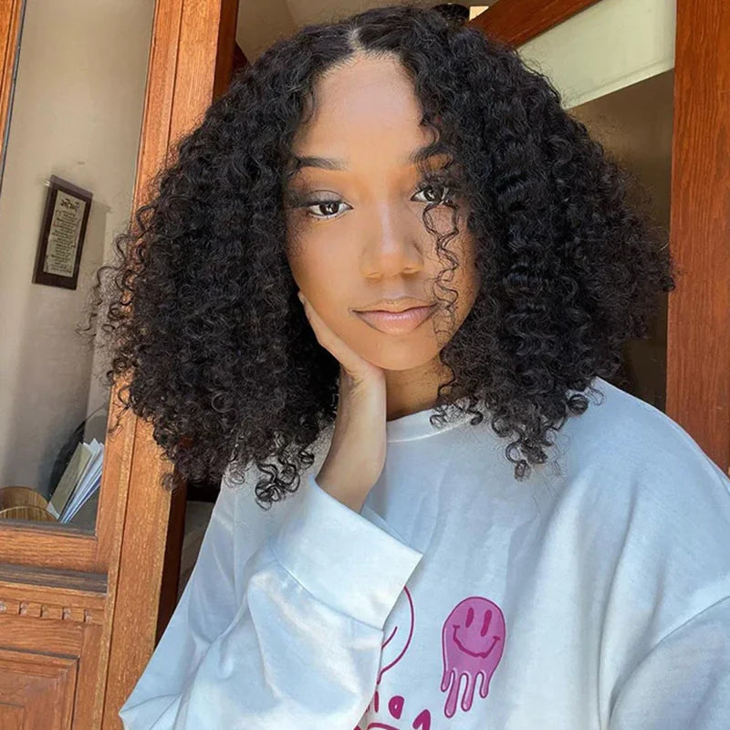 Glueless Bob Wig ISEE Hair Wear And Go Kinky Curly Lace Front Wig Human Hair Short Deep Curly Wigs PrePlucked Human Wigs