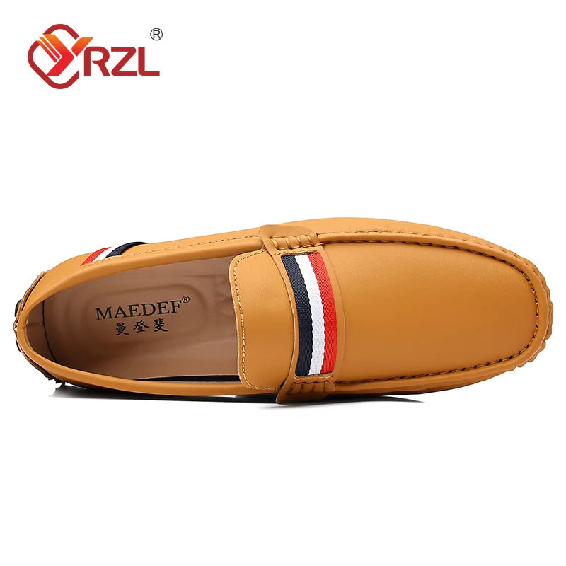 YRZL Loafers Men Shoes Slip on Moccasins Mens Breathable Black Brown Casual Shoes Luxury Brand Loafers Driving Shoes for Men