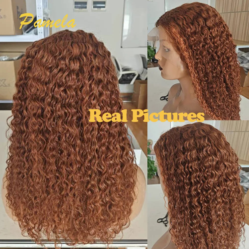 Curly 13x6 Transparent Lace Frontal Human Hair Glueless Wig Pre plucked Ready To Go Honey Blonde Pick And Chocolate Colored Wigs