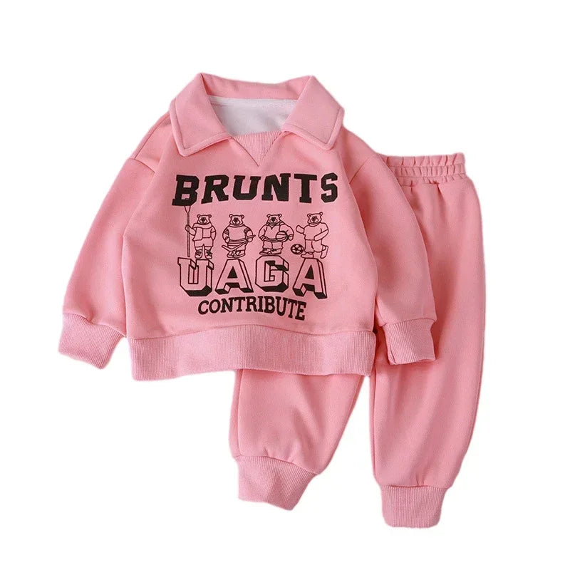 Children Clothes Sets Autumn Winter Polo Sweatshirt+Pants Sport Suits for Kids Boys Girls Warm Tracksuits Kids Clothing