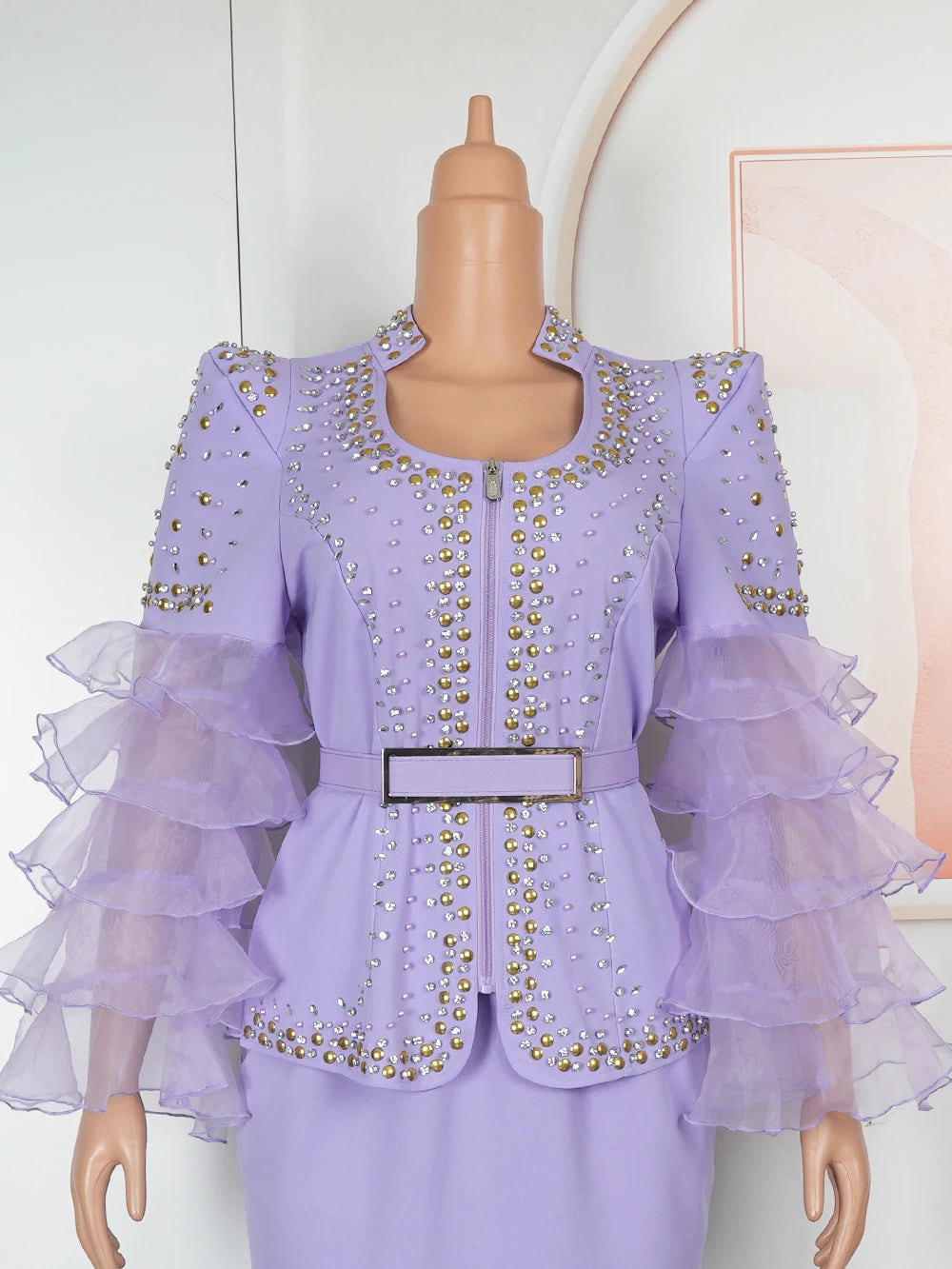 Elegant African Dresses For Women 2025 New Fashion Ruffle Sleeve Wedding Party Long Dress Plus Size Evening Gown Ladies Clothing