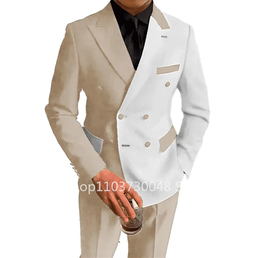 Fashion Style Wedding Men Suits Slim Fit Peak Lapel Blazer Pants 2 Piece Formal Business Groom Wear Tuxedos Costume Homme