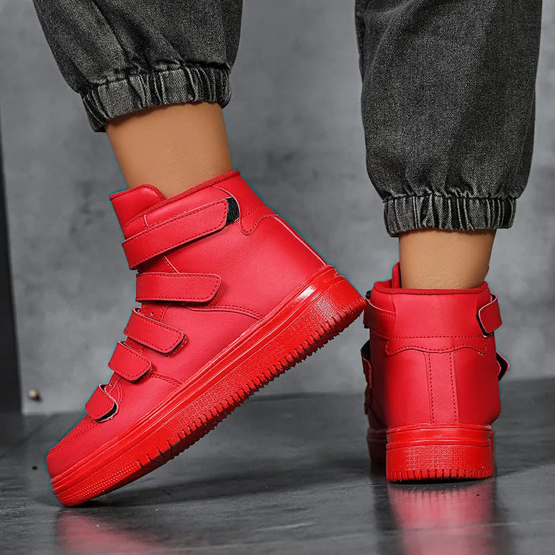 Hot Sale Cheap Men's Fashion Sneakers Red High top Shoes Casual Men Hoop-look Platform Sneakers Men Flat Shoes Zapatillas Hombre