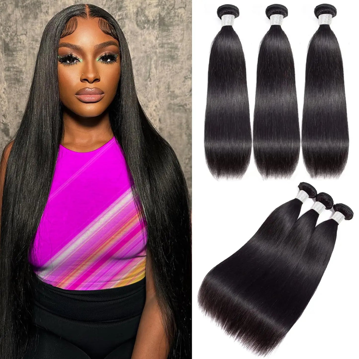 100% Human Hair Peruvian Straight Hair Bundles Natural Color 100% Human Hair Extensions 8-32" Virgin Hair Weave 1/3/4 Bundles