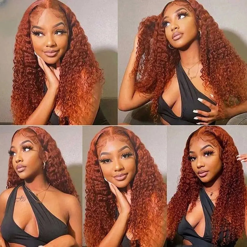 Ginger water wave 13x6 HD lace front wig human hair pre plucked 13x4 Curly Deep Wave Frontal Colored Brazilian Wigs For Women