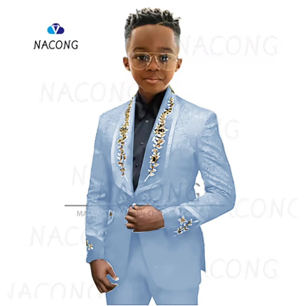 Boys Suit Classic Jacquard Embroidered Tuxedo For 2-16 Years Old For Weddings And Celebrations