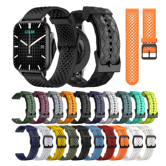 Breathable Silicone Watchband For COLMI Bands M42/P71/P68/C81/P60/P81/V68/V70/C63/M41/M40/i30 22mm Bracelets Replacement Strap