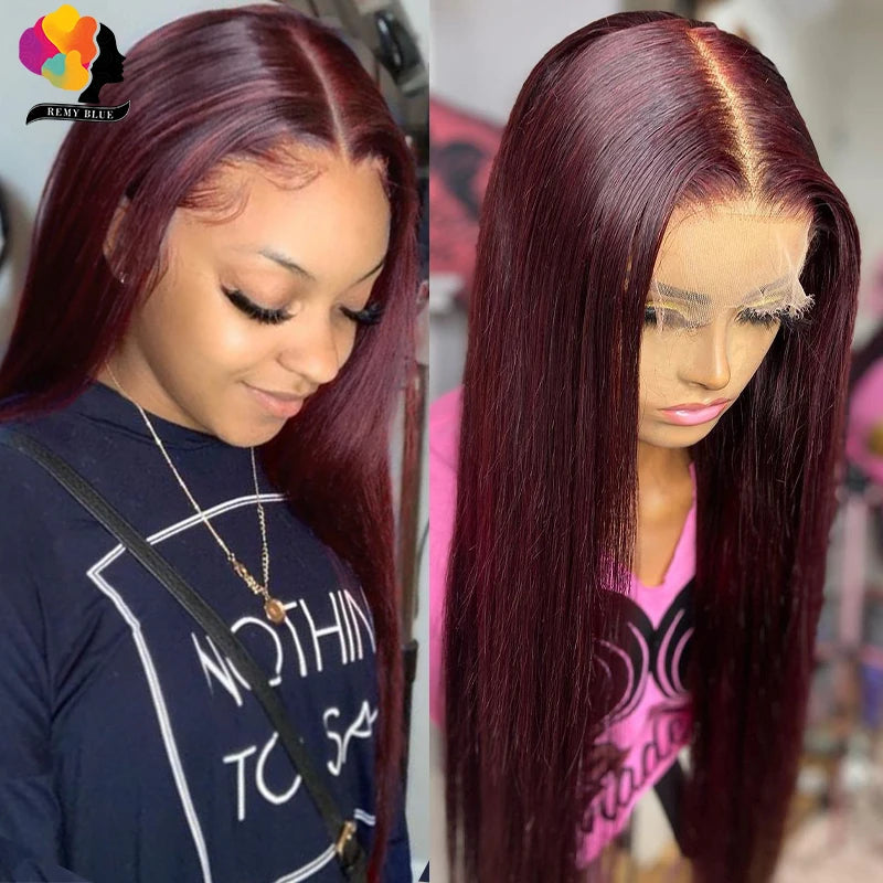 13x6 Straight Burgundy Lace Front Wig Human Hair Wigs 99J Red Colored Lace Front Human Hair Wig 13x4 Lace Frontal Wigs for Women