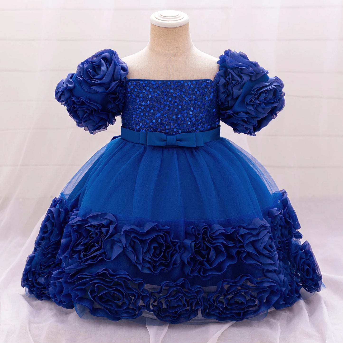 3D Flower Girls Party Princess Dress for Baby Christmas Gown 1-10 Yrs Birthday Bow Tulle Bridemaid Dresses Wedding Kids Clothing