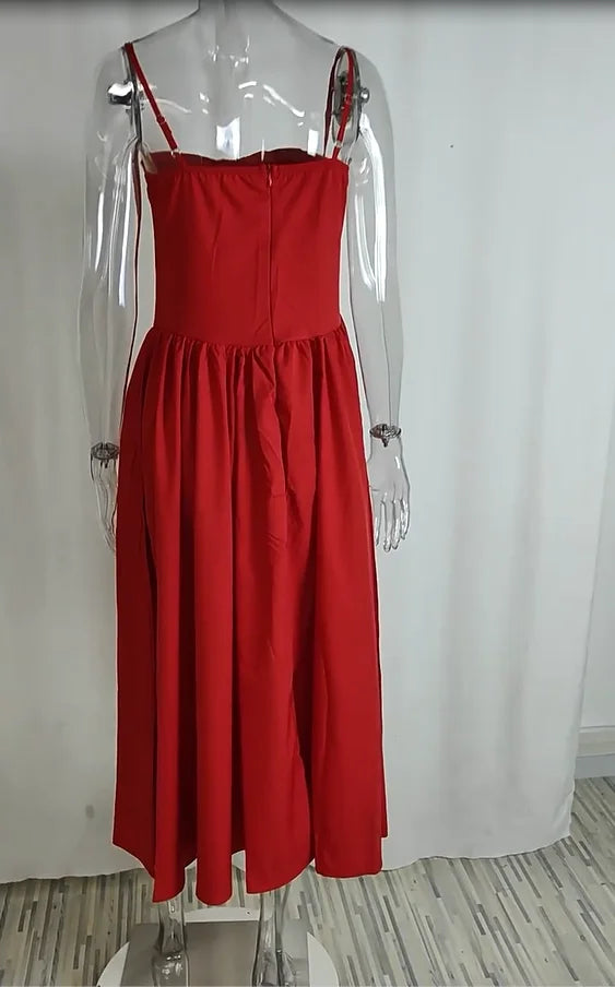 Women's Dress 2025 Spring Summer Latest Solid Color French Elegant Retro Style Dopamine Dressing Strap Maxi Dress Long Skirt