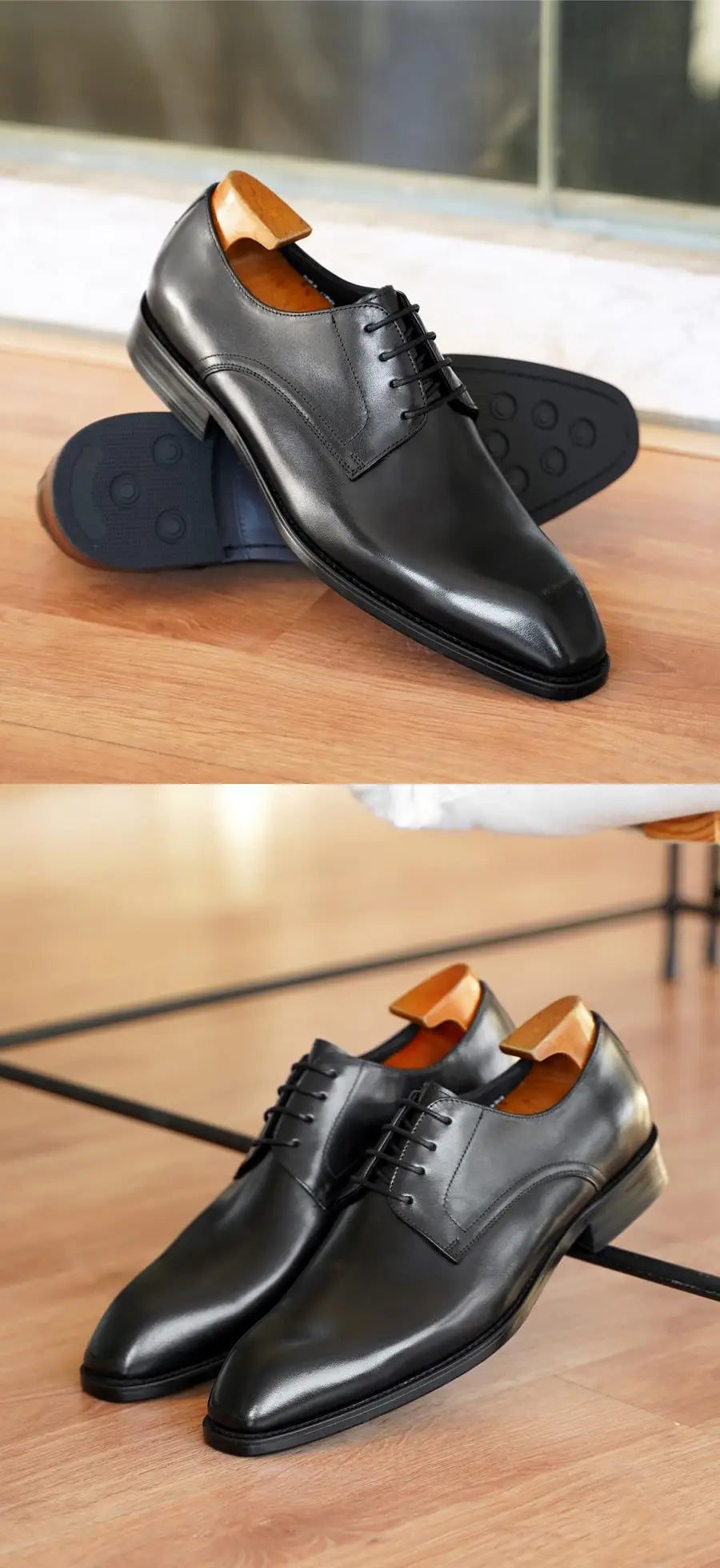 Wood Grain Derby Shoes Fashion Formal Shoes for Man Business Dress Square Toe Rubber Social Men's Shoe Stitching Oxfords