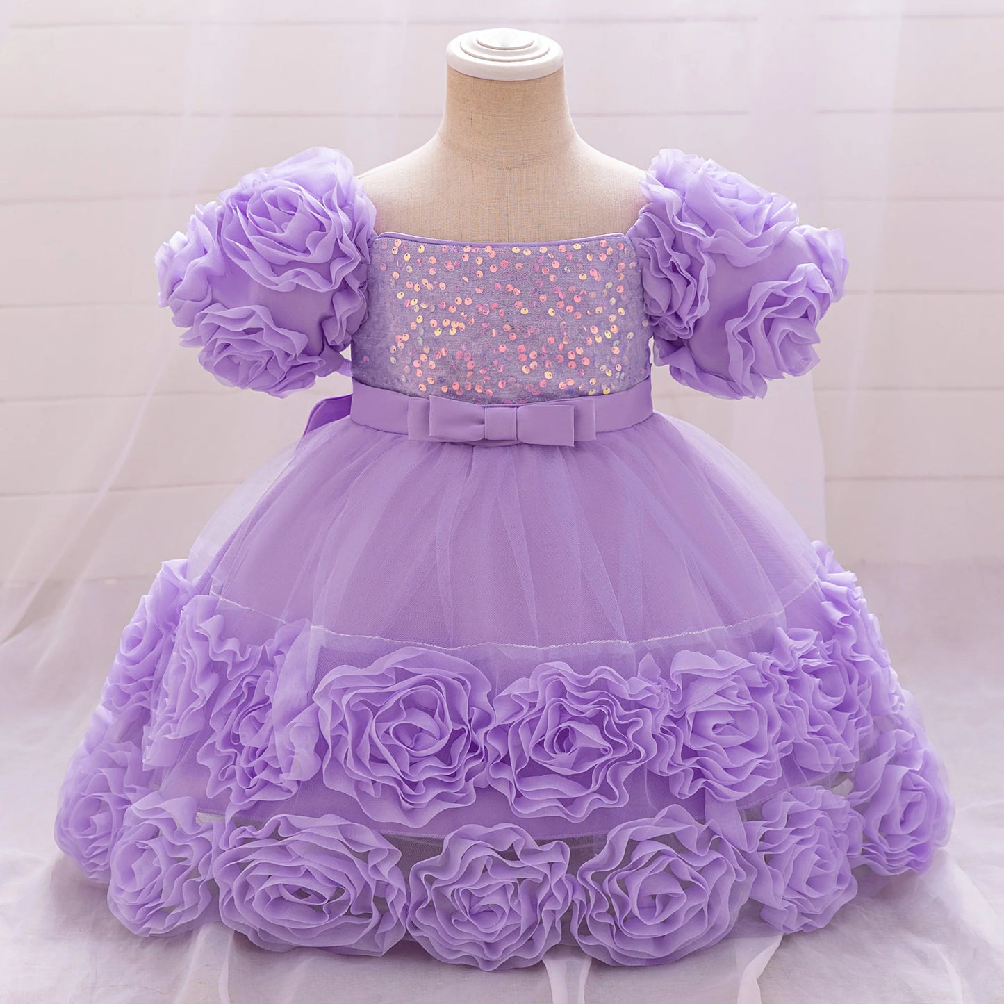 3D Flower Girls Party Princess Dress for Baby Christmas Gown 1-10 Yrs Birthday Bow Tulle Bridemaid Dresses Wedding Kids Clothing