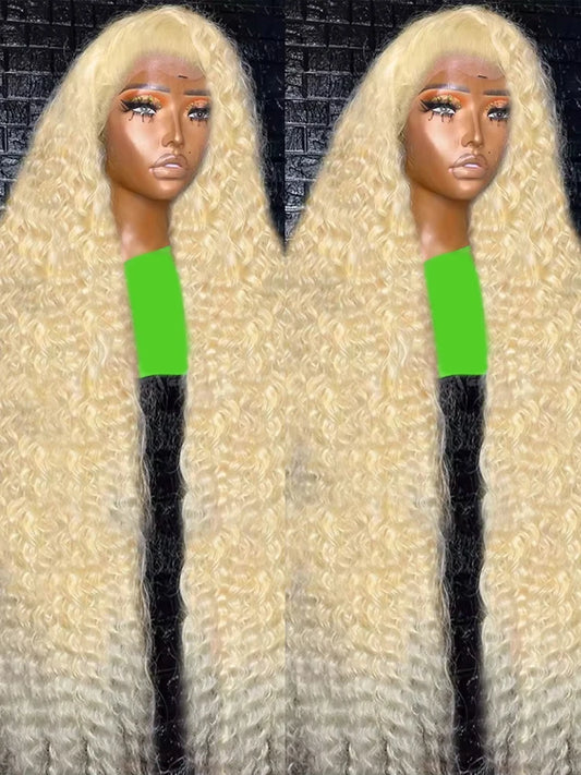 613 Deep Wave Frontal Wig 13x6 HD Water Wave Lace Frontal Wig 30 36Inch Honey Blond 13x4 Blonde Lace Front Curly Human Hair Wigs