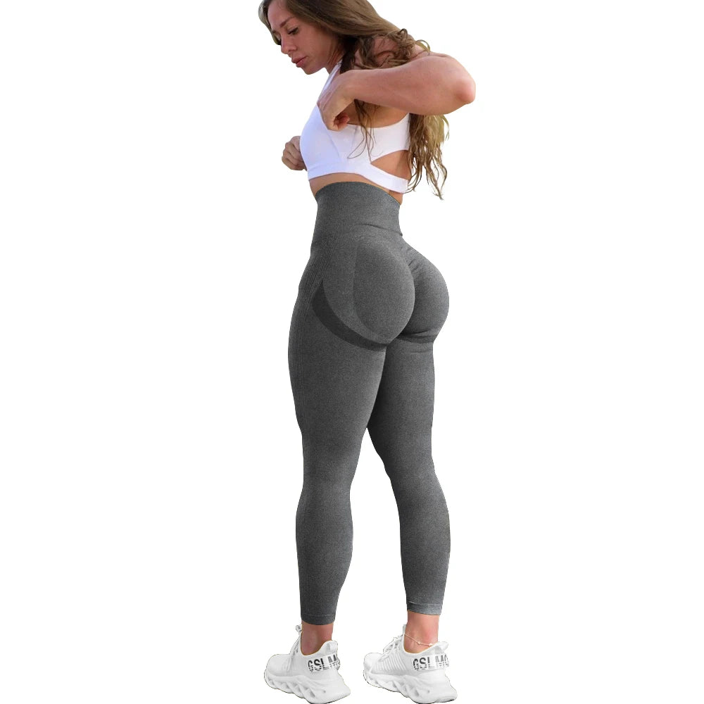 OQQ Women Butt Lifting Yoga Leggings Elastic Workout High Waist Tummy Control Ruched Booty Pants Seamless Gym Compression Tights