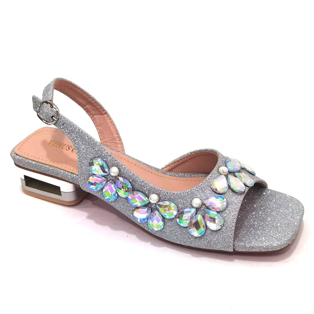New INS High-Heeled Fish Beaked Toe Cap Wedding Shoes Colorful Full Diamond Design Shoe and Bag Set for Nigeria Party