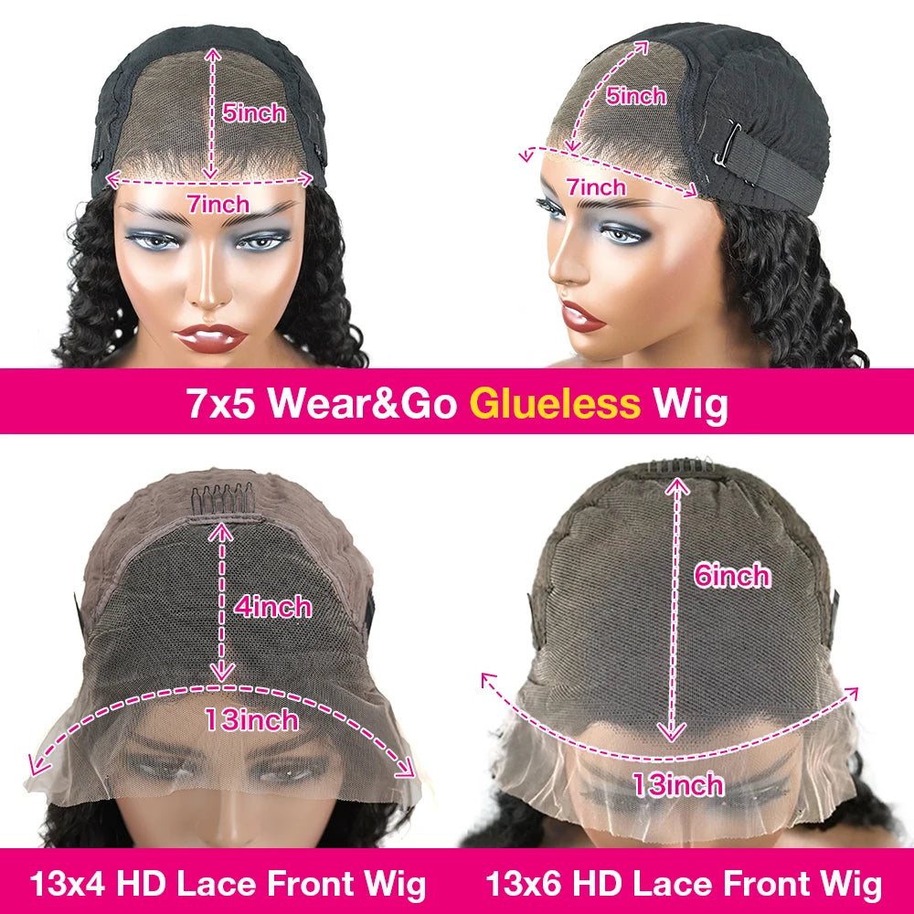 Glueless Kinky Curly Wigs 13x6 HD Lace Frontal Wig Human Hair 4C Afro Curly Lace Front Human Hair Wigs 7x5 HD Lace Closure Wig