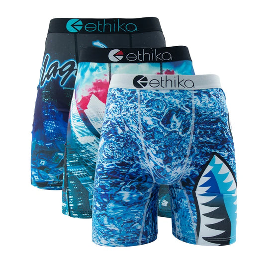 ETHIKA 3Pcs Men Sexy Underwear Boxers Breathable Man Underpants Plus Size S-3XL Mens Trunks Men's Panties Lingeries Boxer Briefs