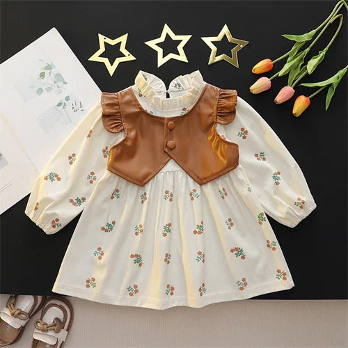 Children's Girls Dresses Spring Autumn Baby Clothes Long Sleeve Print Dresses For Girls Fashion Kids Clothing Outfit 10M-4Years