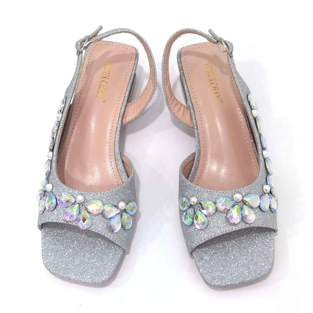 New INS High-Heeled Fish Beaked Toe Cap Wedding Shoes Colorful Full Diamond Design Shoe and Bag Set for Nigeria Party