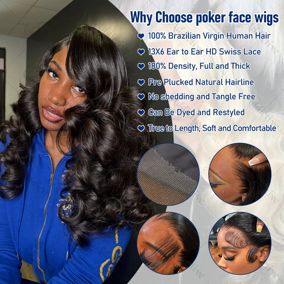 250% Brazilian Body Wave HD Transparent Lace Front Wigs Human Hair Water Wave 13x4 Lace Frontal Wig For Women Preplucked