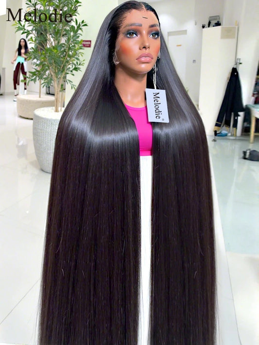 MELODIE 40 Inches 220 Density HD Lace Wig 13x6 Human Hair Wigs 13x4 Straight Closure Natural Baby Hair PrePlucked For Women