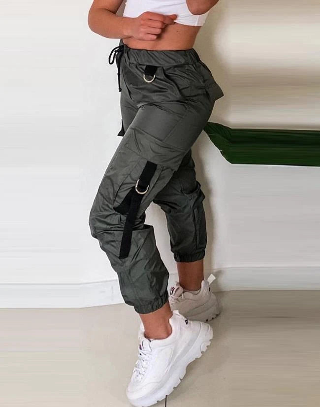 Cargo Pants Women Streetwear Autumn and Winter New Fashion Tight Versatile Casual Loose Waist Patch Pocket Trousers for Female