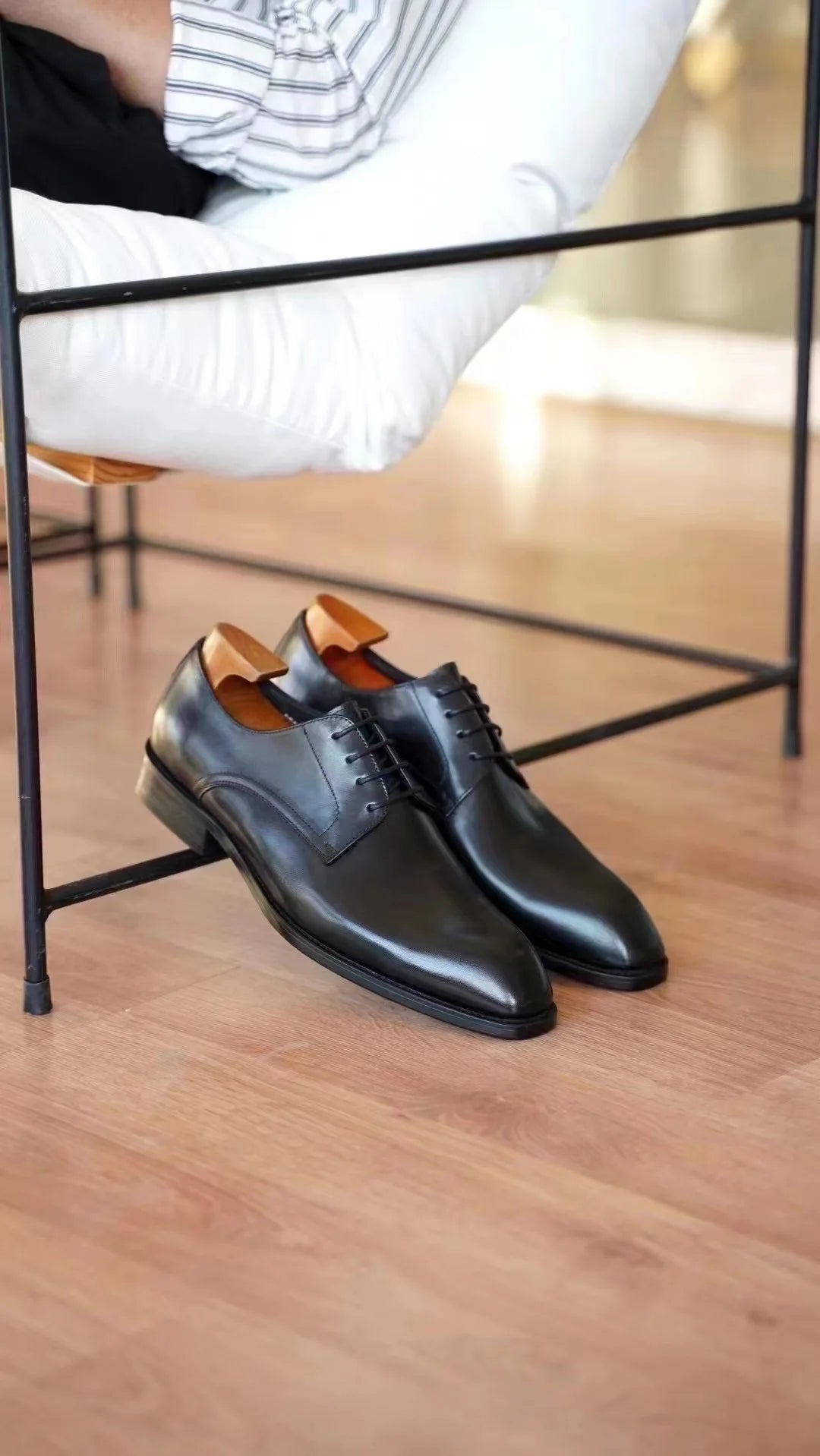 Wood Grain Derby Shoes Fashion Formal Shoes for Man Business Dress Square Toe Rubber Social Men's Shoe Stitching Oxfords