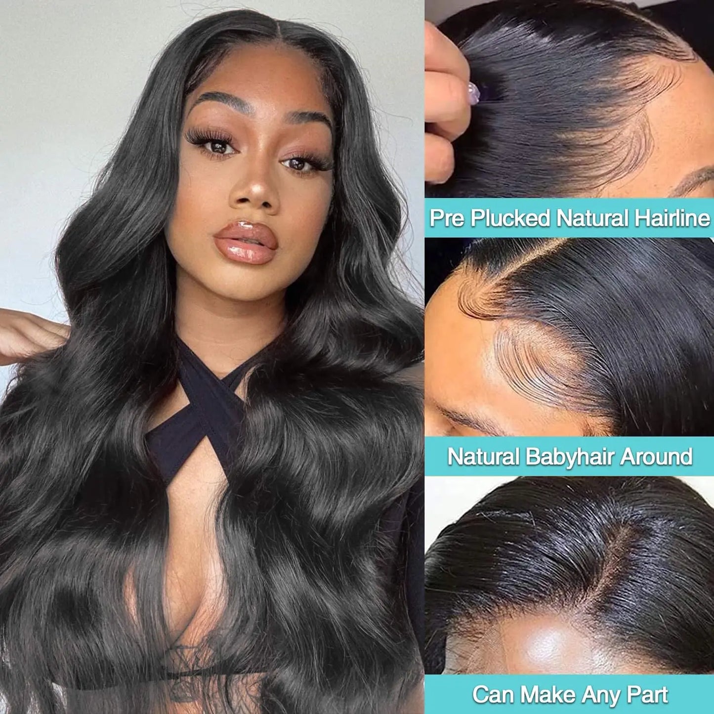 Glueless Wig Preplucked Human Hair Ready To Wear Body Wave 250% Density 13x6 HD Transparent Lace Frontal Wigs For Women