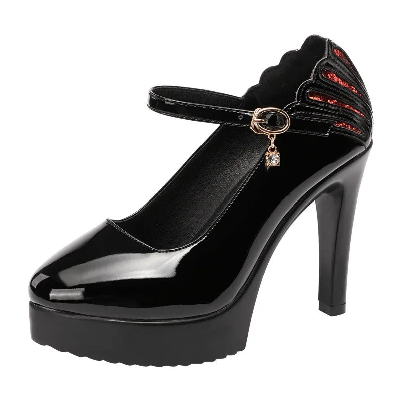 11cm Small Size 32-43 White Wedding Shoes Patent Leather Platform Pumps 2025 Formal Thin High Heels Shoes Model Office Party