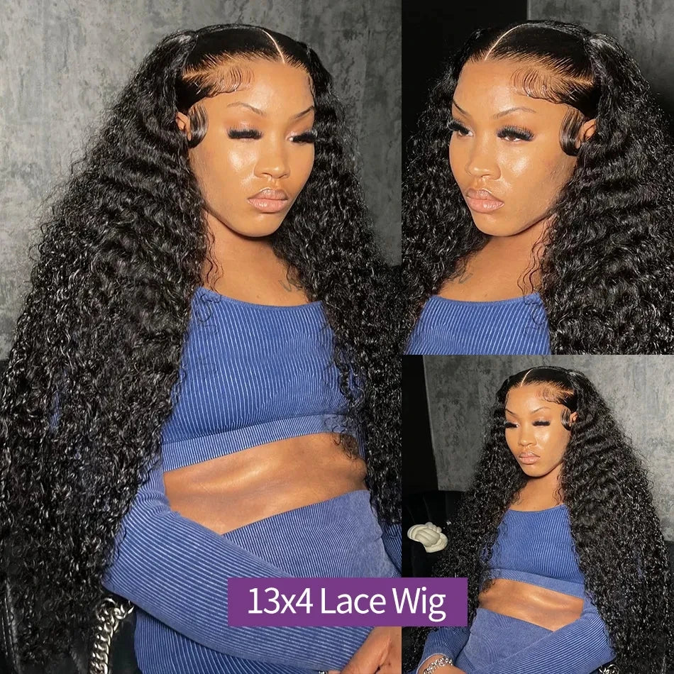 Deep Wave Curly Wigs 13x4 13x6 Transparent Lace Front 100% Human Hair Wig 4x4 Lace Closure Wigs For Woman Pre Plucked MYLOCKME