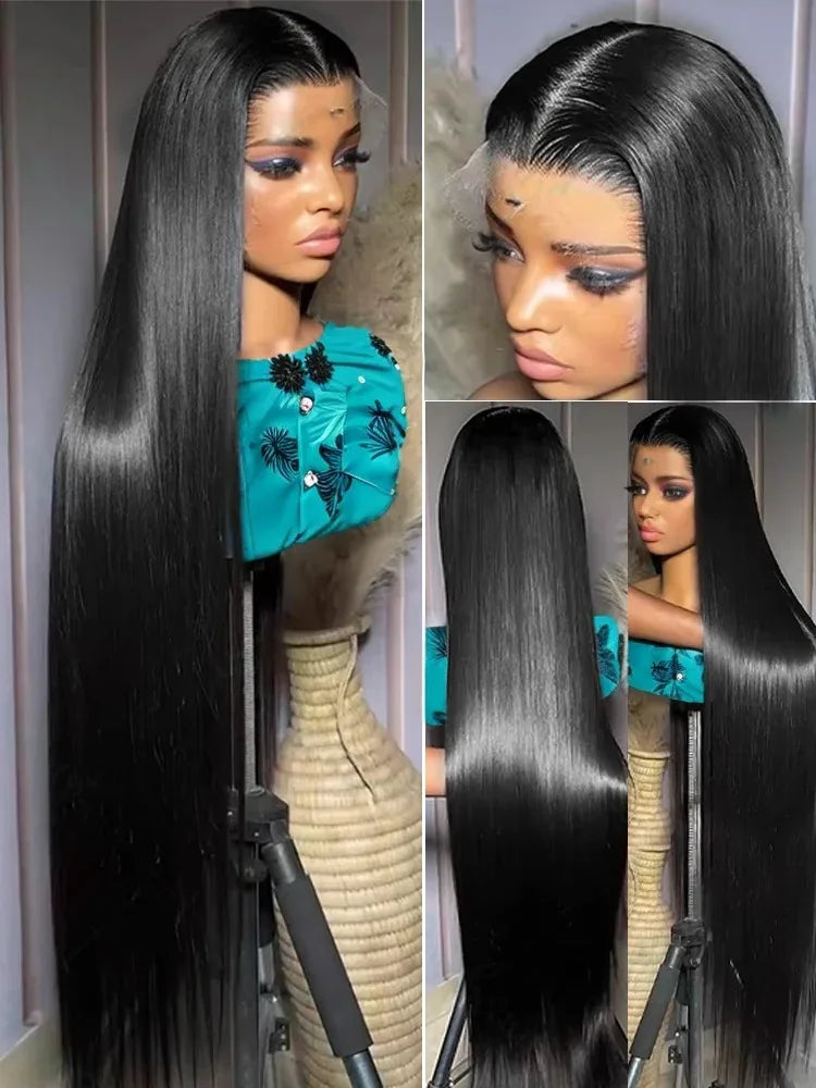 MELODIE 40 Inches 220 Density HD Lace Wig 13x6 Human Hair Wigs 13x4 Straight Closure Natural Baby Hair PrePlucked For Women