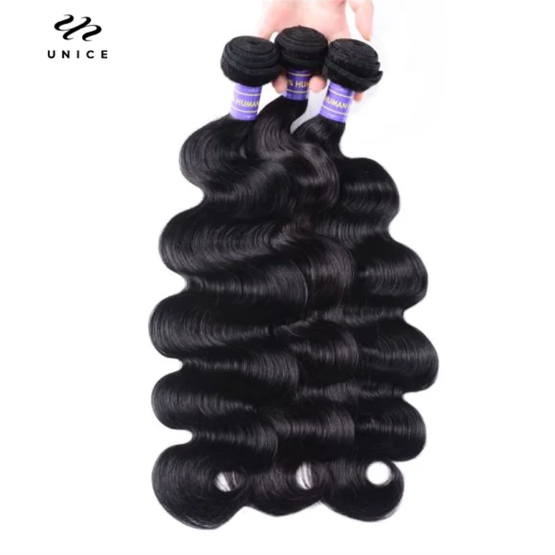Unice Hair 8A Body Wave Brazilian Hair Weave Bundles 1/3 /4 Piece 8-30inch 2023 Cost effective Human Hair Bundles