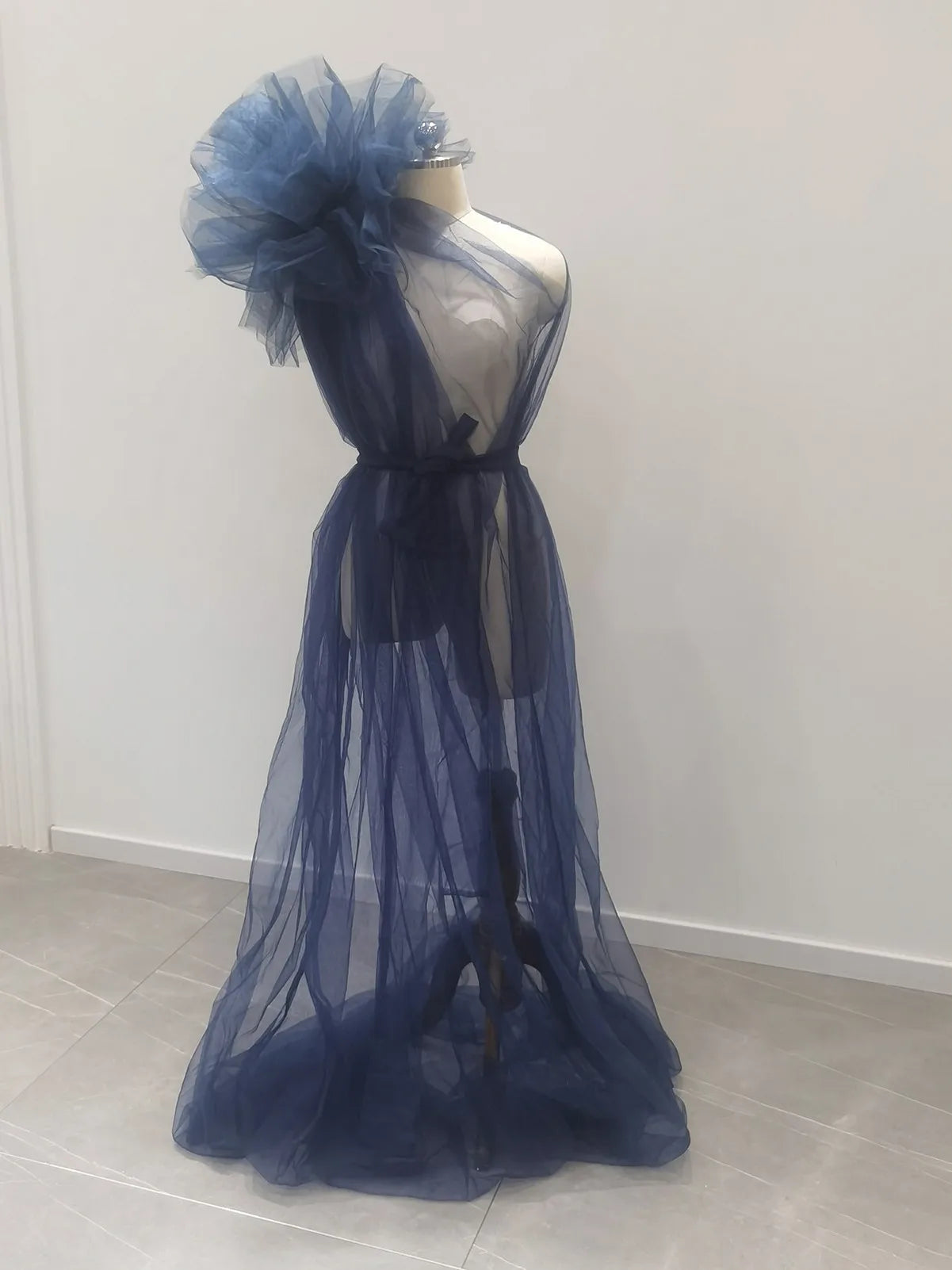 See Through Sexy Maternity Photoshoot Dresses One Shoulder Pregnant Women Photography Props Gowns Premama Evening Bathrobe Tulle