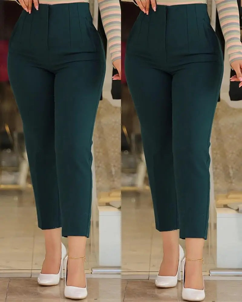 Women Office Wear High Waist Pants for Women Formal Pants Office Outfits Pencil Trousers Ladies Pants 11 Color Options OUFY-003