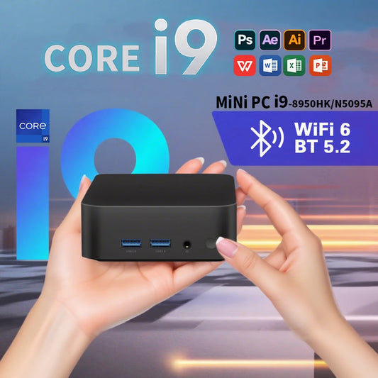 NEW Core i9 8950HK Portable Mini PC Computer Windows 11 16GB 1/2TB SSD Gaming Computer WiFi 6 USB  office Mini Desktop PC