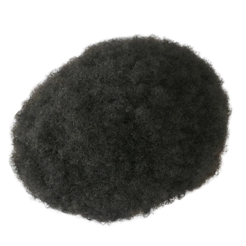 New Men Toupee Afro Toupee For Man Hair African American Human Hair Wig 10mm 8mm 360 Deep Wave Prosthesis Replacement System