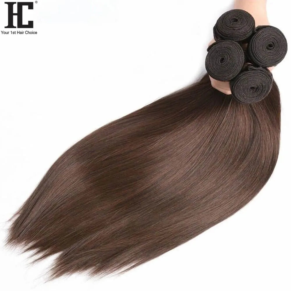 Color #4 Chocolate Brown Straight Human Hair Bundles Brown Bundles Human Hair 1/3 Bundles Dark Brown Straight Bundles