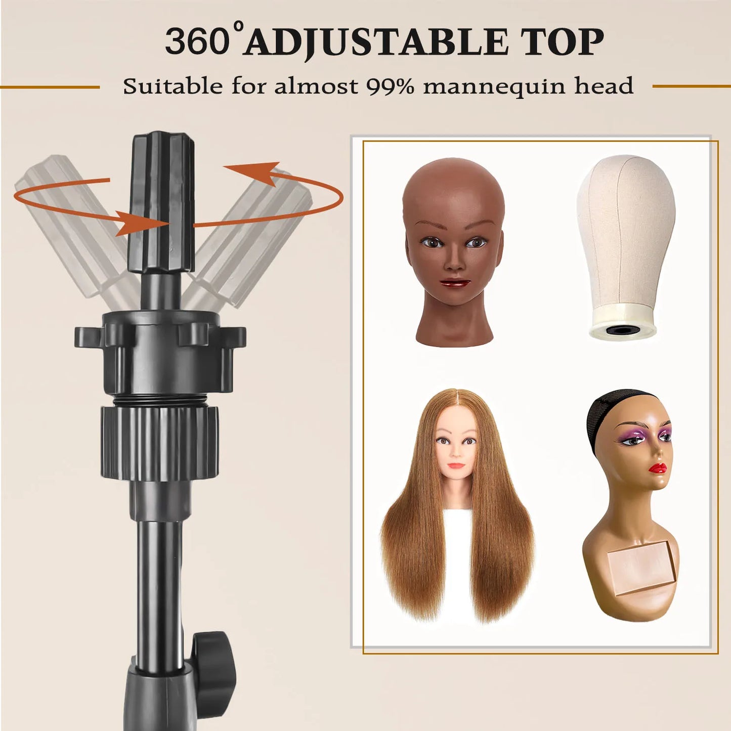 Wig Stand Tripod With Head,Manikin Head Set Wig Head Stand with Mannequin Head,Mannequin Head Stand with Canvas Head for Wigs