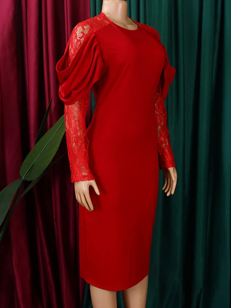 FairyShely 2025 Sexy Long Sleeve Plus Size Draped Dress Women Slim Fit Large Big Dresses Lady Autumn Party Tight Curvy Dress