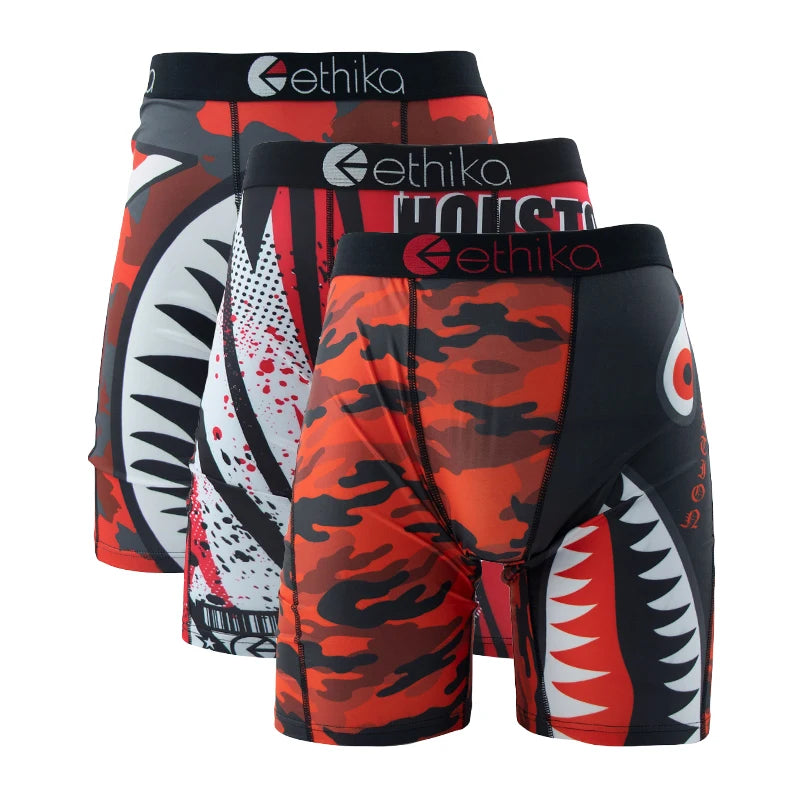 ETHIKA 3Pcs Men Sexy Underwear Boxers Breathable Man Underpants Plus Size S-3XL Mens Trunks Men's Panties Lingeries Boxer Briefs