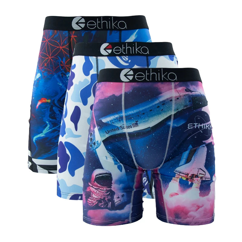 ETHIKA 3Pcs Men Sexy Underwear Boxers Breathable Man Underpants Plus Size S-3XL Mens Trunks Men's Panties Lingeries Boxer Briefs