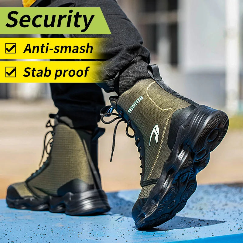 2025 New Safety Shoes Men Boots High Top Work Sneakers Steel Toe Cap Anti-smash Puncture-Proof work Boots Indestructible Shoes